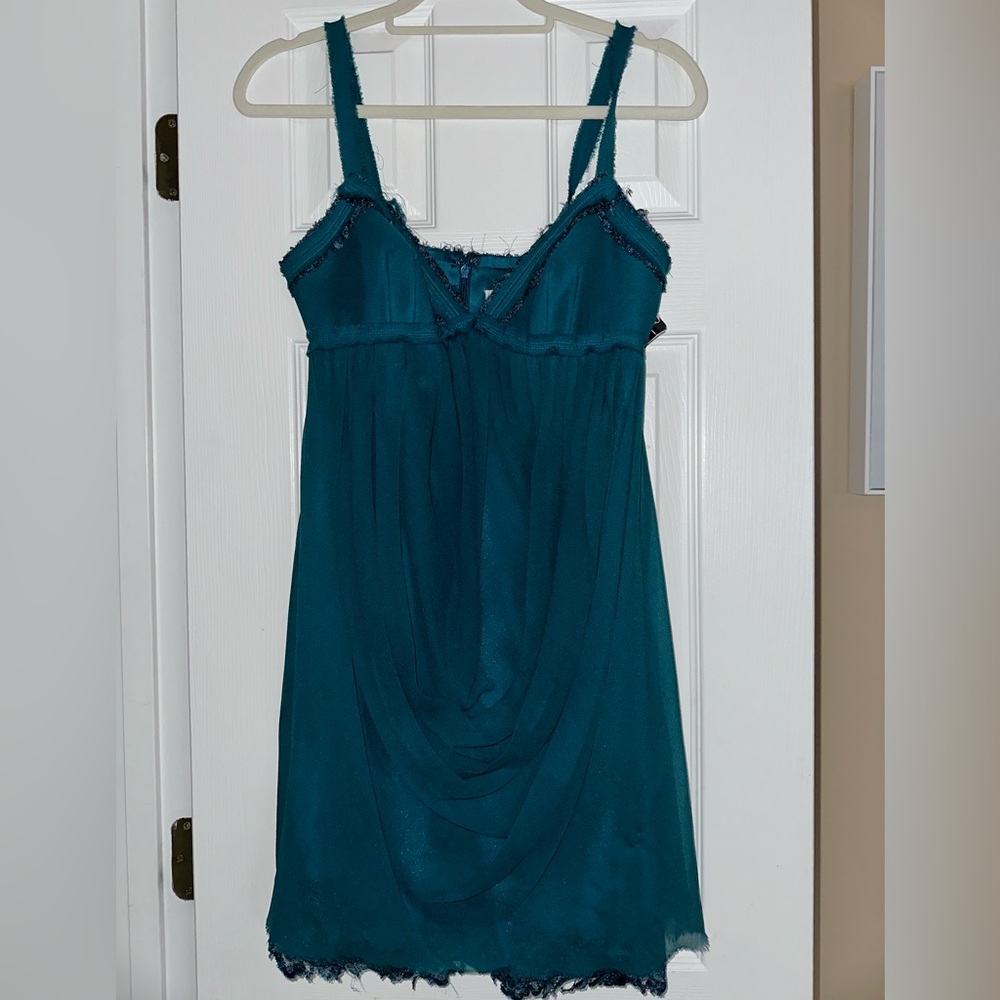 New Mandalay teal blue dress 👗 size 2 100% Silk